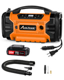 Tire Inflator Air compressor Portable w/ 3 Power Source (110V AC, 12V DC, 20V Battery), Car Tire Pump w/Inflation & Deflation Modes, Triple Power Tire Inflator w/Dual Powerful Motors (Orange)