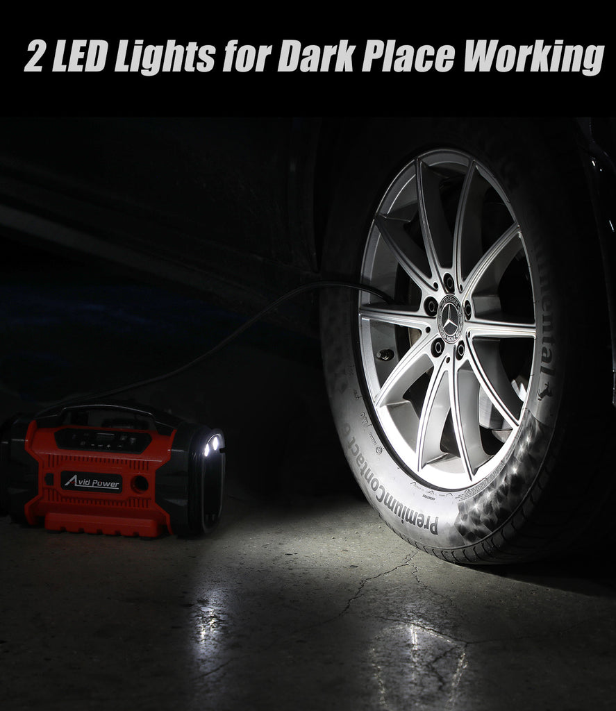 Avid Power Tire Inflator Portable Air compressor, 3 Power Source (110V AC,12V DC, 20V Battery), Car Air Pump w/Inflation & Deflation Modes, Triple Power Tire Inflator w/Dual Powerful Motors