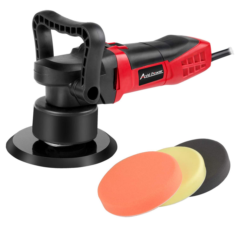 Avid Power Polisher, 6-inch Dual Action Random Orbital Car Buffer Polisher Waxer with Variable Speed, 3 Foam Pads for Car Polishing and Waxing, AEP127