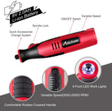 8V Li-ion Cordless Micro Rotary Tool with Five-Speed, 4 Front LED Lights and 60pcs Accessories Kit for Carving, Engraving, Cutting