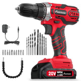 AVID POWER 20V MAX Power Drill Kit, Cordless Drill Set with Battery and Charger, 2 Variable Speed, 3/8-Inch Keyless Chuck, 19 Position and 22pcs Drill Bits