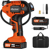 AVID POWER Cordless Tire Inflator Portable Air Compressor 20V Auto Shut-Off, Tire Pump, Rechargeable Battery & 12V DC Adapter, Digital Gauge, Fast 30 LPM Inflation for Car/Motorcycle/Bike/Ball, Orange