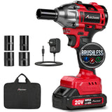AVID POWER Impact Wrench, 1/2” Impact Gun Brushless Max Torque 332 Ft-lbs (450 N.m), 20V Cordless Impact Wrenches with 2.0 Ah Battery, 2 Variable Speeds, 4PCS Impact Sockets, Charger, Tool Bag