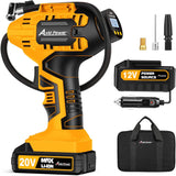 AVID POWER Cordless Tire Inflator Portable Air Compressor 20V Auto Shut-Off Tire Pump, Rechargeable Battery & 12V DC Adapter, Digital Gauge, Fast 30 LPM Inflation for Car/Motorcycle/Bike/Ball, Yellow