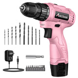 AVID POWER 12V Cordless Pink Drill Set, Power Driver with 21 Bits for Women