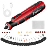 AVID POWER Cordless Rotary Tool 8V Rechargeable Rotary Tool, 4 Front LED Lights, 5 Speeds, 60 Pcs Rotary Tool Accessories with Bag for Carving, Engraving, Sanding, Polishing and Cutting (Dark Red)
