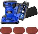 AVID POWER 20V Cordless Random Orbital Sander Tool 5”, 6 Variable Speeds Battery Sander, 7000-11000 RPM, 2.0Ah Battery, Charger, 30 Pcs Sandpapers, Dust Collection Bag, Woodworking, Paint Removal