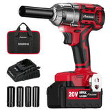 AVID POWER 1/2 Impact Wrench Brushless, 20V Cordless Impact Gun w/ 3 Variable Speed, Max Torque 370ft-lbs (500N.m), 3.0Ah Li-ion Battery, 4Pcs Impact Sockets, Fast Charger