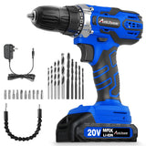 AVID POWER 20V MAX Power Drill Kit, Cordless Drill Set with Battery and Charger, 2 Variable Speed, 3/8-Inch Keyless Chuck, 19 Position and 22pcs Bits - Blue