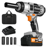 AVID POWER Impact Wrench 1/2” Drive w/Max Torque 330 ft-lbs (450N.m), 20V Cordless Impact Wrench w/ 3.0A Li-ion Battery, 4Pcs Drive Impact Sockets, Fast Charger, Tool Bag (Grey)