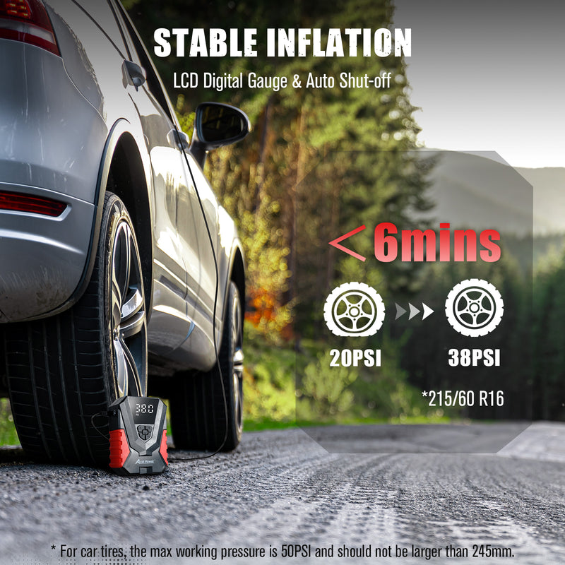 AVID POWER AC/DC Tire Inflator Portable Air Compressor, Auto Shut-off Tire Pump, 12V&110V Compact Air Pump w/Digital Pressure Gauge, ACAP368