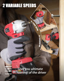 AVID POWER Impact Driver Kit, 250N.m. 20V Cordless Impact Driver Set, 2 Variable Speeds, 1/4 Impact Driver with Brake Stop Function, 4Pcs Sockets & 4Pcs Driver Bits