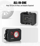 AVID POWER 12V Tire Inflator Portable Air Compressor, Portable Car Air Pump w/ 60 PSI Display Gauge and LED Light, Air Pump for Car Tires, Bike, Motorcycle, Compact, Lightweight (Dark Red)