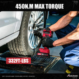 AVID POWER Impact Wrench, 1/2” Impact Gun Brushless Max Torque 332 Ft-lbs (450 N.m), 20V Cordless Impact Wrenches with 2.0 Ah Battery, 2 Variable Speeds, 4PCS Impact Sockets, Charger, Tool Bag