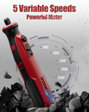 AVID POWER Cordless Rotary Tool 8V Rechargeable Rotary Tool, 4 Front LED Lights, 5 Speeds, 60 Pcs Rotary Tool Accessories with Bag for Carving, Engraving, Sanding, Polishing and Cutting (Dark Red)