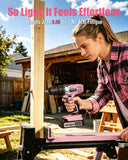 AVID POWER 20V Cordless Pink Power Drill Driver Set Lightweight for Women