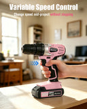 AVID POWER 20V Cordless Pink Power Drill Driver Set Lightweight for Women