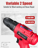 AVID POWER 12V Cordless Drill, 3/8-Inch Keyless Chuck, High-Speed 1400 RPM & 25+1 Torque Control, Electric Power Drill Kit with 21pcs Bits, Battery and Charger