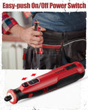 AVID POWER Cordless Rotary Tool 8V Rechargeable Rotary Tool, 4 Front LED Lights, 5 Speeds, 60 Pcs Rotary Tool Accessories with Bag for Carving, Engraving, Sanding, Polishing and Cutting (Dark Red)