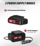 AVID POWER Tire Inflator Portable Air Compressor, 20V Cordless Car Tire Pump with Rechargeable Li-ion Battery, 12V Car Power Adapter, Digital Pressure Gauge