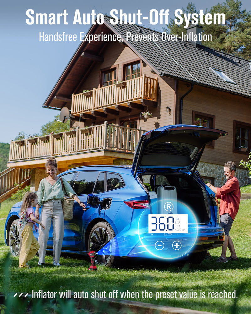 AVID POWER Cordless Tire Inflator Portable Air Compressor 20V Battery Pump, Auto Shut-Off, Rechargeable Battery & 12V DC Adapter, Digital Pressure Gauge, Fast Inflation for Car, Motorcycle, Bike, Ball