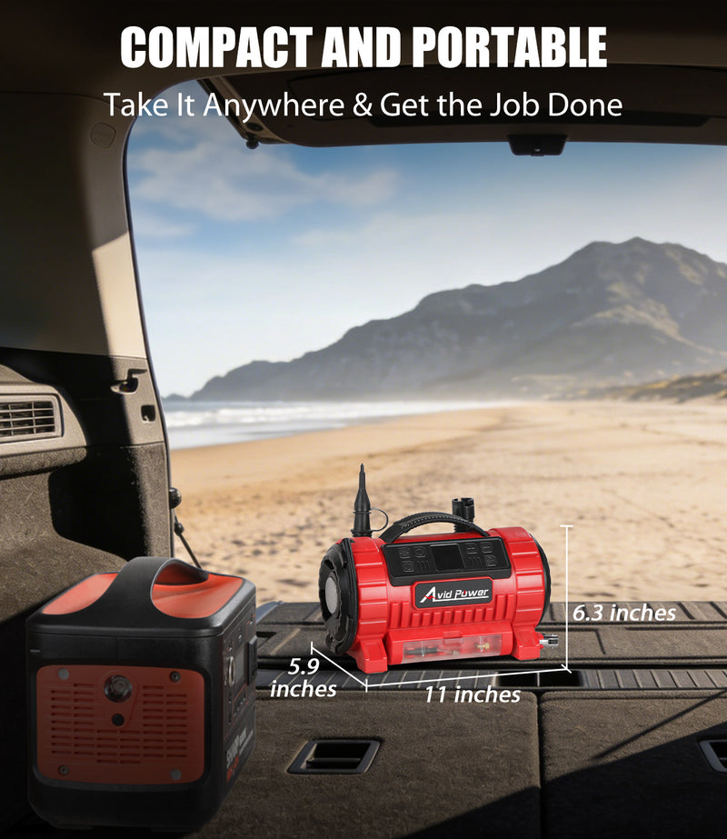 AVID POWER Tire Inflator Portable Air Compressor, 12V DC/110V AC Car Tire Pump with Inflation and Deflation, 5 Preset Modes, Digital LCD Pressure Gauge for Car Tires, Air Mattress and Small Inflatable