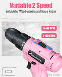AVID POWER 12V Cordless Pink Drill Set, Power Driver with 21 Bits for Women