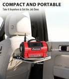 AVID POWER Tire Inflator Portable Air Compressor, 12V DC/110V AC Car Tire Pump with Inflation and Deflation, 5 Preset Modes, Digital LCD Gauge for Car Tires, Bike, and Air Mattress (Dark Red)
