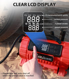 AVID POWER Tire Inflator Portable Air Compressor, 12V DC/110V AC Car Tire Pump with Inflation and Deflation, 5 Preset Modes, Digital LCD Gauge for Car Tires, Bike, and Air Mattress (Dark Red)