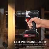 AVID POWER 20V Cordless Drill Set for Home DIY & Beginner Projects - Lightweight Power Drill with Battery & 22 Accessories, 3/8" Keyless Chuck, Ideal for Furniture Assembly & Household Repairs (Black)