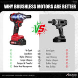 AVID POWER Impact Wrench, 1/2” Impact Gun Brushless Max Torque 332 Ft-lbs (450 N.m), 20V Cordless Impact Wrenches with 2.0 Ah Battery, 2 Variable Speeds, 4PCS Impact Sockets, Charger, Tool Bag