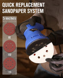 AVID POWER 5 Inch Orbital Sander, 12000 RPM Electric Sander Tool, Random Orbit Sander for Woodworking, 12 Pcs Sandpapers and Dust Collection Bag