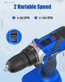 AVID POWER 20V MAX Power Drill Kit, Cordless Drill Set with Battery and Charger, 2 Variable Speed, 3/8-Inch Keyless Chuck, 19 Position and 22pcs Bits - Blue