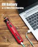AVID POWER Cordless Rotary Tool 8V Rechargeable Rotary Tool, 4 Front LED Lights, 5 Speeds, 60 Pcs Rotary Tool Accessories with Bag for Carving, Engraving, Sanding, Polishing and Cutting (Dark Red)