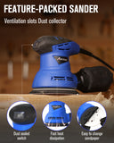 AVID POWER 5 Inch Orbital Sander, 12000 RPM Electric Sander Tool, Random Orbit Sander for Woodworking, 12 Pcs Sandpapers and Dust Collection Bag