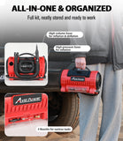 AVID POWER Tire Inflator Portable Air Compressor, 12V DC/110V AC Car Tire Pump with Inflation and Deflation, 5 Preset Modes, Digital LCD Gauge for Car Tires, Bike, and Air Mattress (Dark Red)