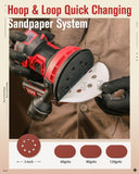 AVID POWER 20V Cordless Random Orbital Sander Tool 5”, 6 Variable Speeds Battery Sander, 7000-11000 RPM, 2.0Ah Battery, Charger, 30 Pcs Sandpapers, Dust Collection Bag, Woodworking, Paint Removal