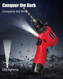 AVID POWER 12V Brushless Power Drill Set, 2-Speed Control, 3/8-Inch Keyless Chuck & 25+1 Position, Electric Drill Cordless Driver Kit with 2000mAh Battery, Charger and 22pcs Accessories