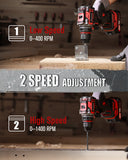 AVID POWER Brushless Power Drill Set, 20V Cordless Drill Driver Kit with 2.0Ah Battery and Charger, 3/8-Inch Metal Chuck, 355 In-lbs Torque, 2-Variable Speed, 26 Position and 22pcs Accessories