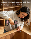 AVID POWER 20V Brushless PInk Cordless Drill Set 40Nm Power Drill for Women