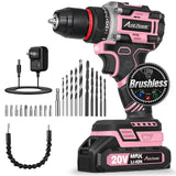 AVID POWER 20V Brushless PInk Cordless Drill Set 40Nm Power Drill for Women