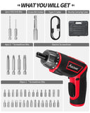 AVID POWER 4V Electric Cordless Screwdriver Set 5.65Nm 44 Bits with Case