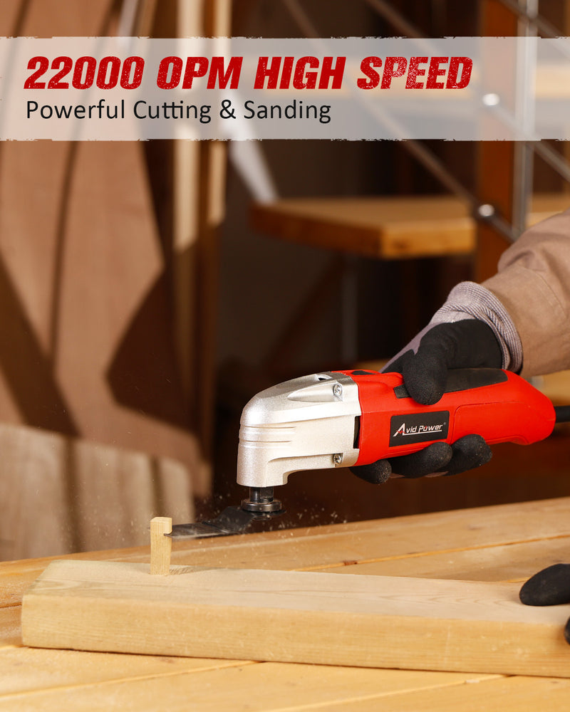 AVID POWER Oscillating Tool with 2.0A Motor, 22000 OPM Electric Oscillating Multi Tool with 3°Oscillation Angle, Cutting, Sanding, Grinding, Scraping, 11 Accessories & Quick-Change Interface