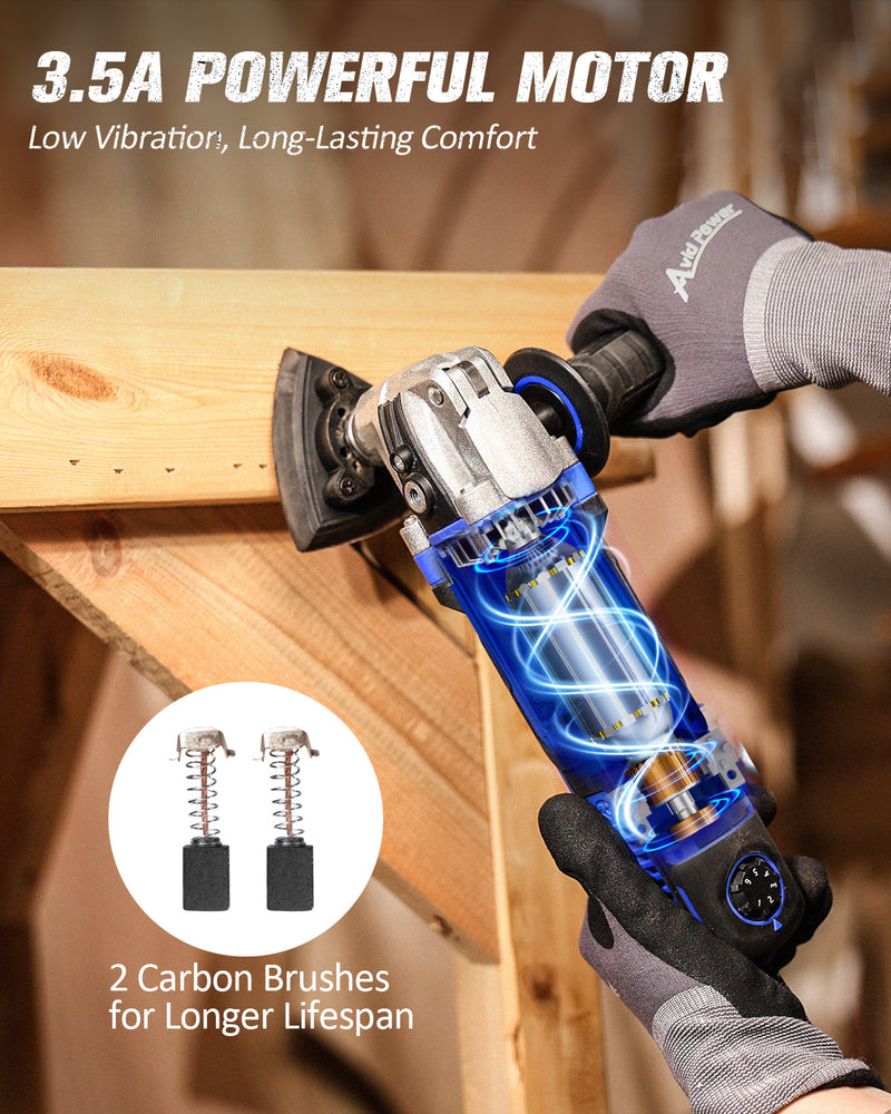 AVID POWER Oscillating Tool, 3.5-Amp Oscillating Multi Tool with 4.5° Oscillation Angle, 6 Variable Speeds and 13pcs Saw Accessories, Auxiliary Handle and Carrying Bag - Blue