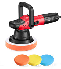 AVID POWER Dual Action Car Buffer Polisher, 6 Inch Orbital Polisher for Car Detailing with 6 Variable Speeds, Detachable Handle & 3 Polishing Pads