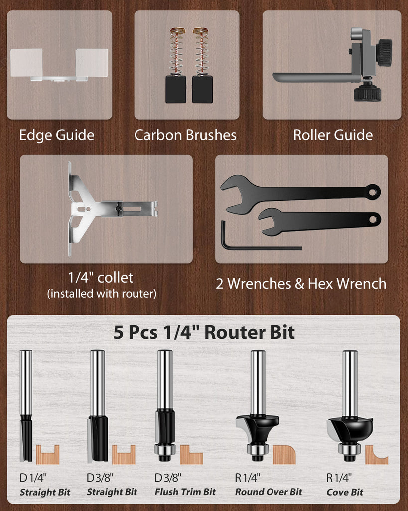 AVID POWER 630W 5.3 Amp Wood Router Tool with Fixed Base Compact Route ...