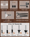 AVID POWER 630W 5.3 Amp Wood Router Tool with Fixed Base Compact Router for Woodworking, 35,000 RPM, 1/4” collet & 5 Trim Bits, Straight & Roller Guide, 2 Wrenches and Carbon Brushes