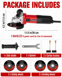 AVID POWER Angle Grinder, 7.5-Amp 4-1/2 inch Electric Grinder Power Tools with Grinding and Cutting Wheels and Auxiliary Handle for Cutting, Grinding, Polishing and Rust Removal - Red