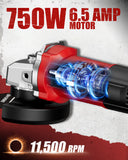 AVID POWER Angle Grinder Tool 750W 6.5 Amp 4-1/2" 11,500 RPM Metal Grinder