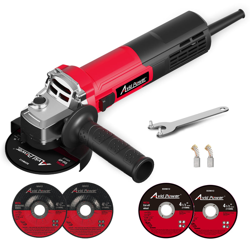 AVID POWER Angle Grinder 4-1/2 inch Electric Grinder Tools 750W 6 Amp Metal Grinder, 11500 RPM, with Grinding and Cutting Wheels, Auxiliary Handle, Wrench for Cutting and Grinding